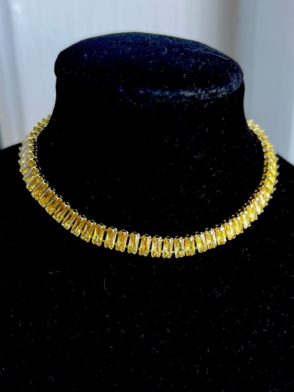 Lab-created Citrines Gold Baguette Tennis Bracelet